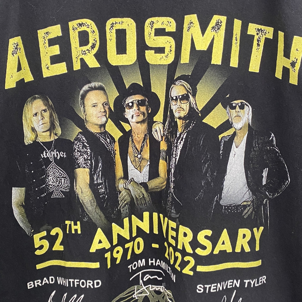 古着 used　GILDAN ギルダン　AERO SMITH エアロスミス　半袖バンドプリントTシャツ　黒　ブラック　Lサイズ