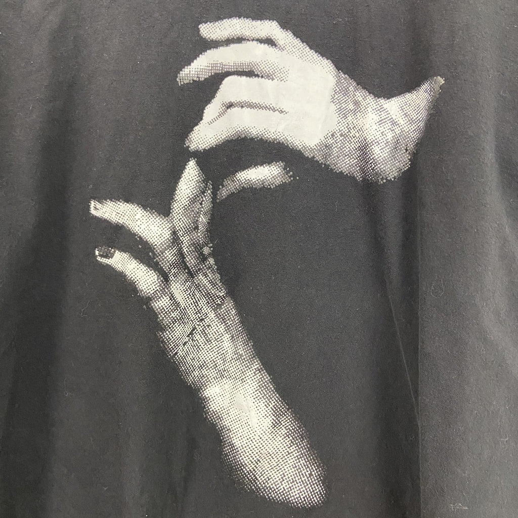 古着 used　YSTAOZI　半袖プリントTシャツ　レトロデザイン　手　クルーネック　黒　ブラック　XXLサイズ