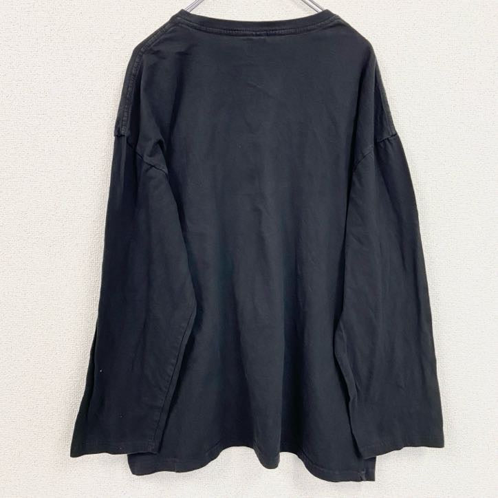 古着 used　YSTAOZI　半袖プリントTシャツ　レトロデザイン　手　クルーネック　黒　ブラック　XXLサイズ