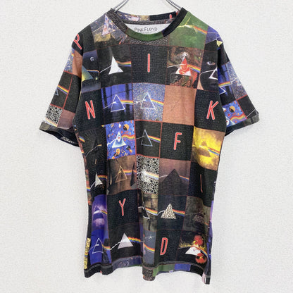 古着 used　PINK FLOYD　ピンクフロイド　半袖総柄Tシャツ　派手柄　ブロック柄　クルーネック　Mサイズ