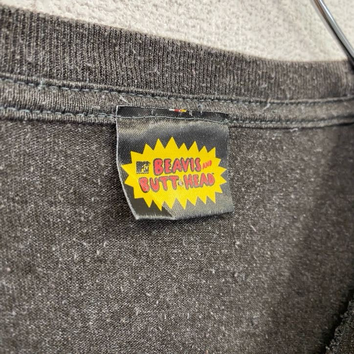 古着 used　ビーバス＆バットヘッド　BEAVIS&BUTT HEAD　半袖キャラクタープリントTシャツ　ブラウン　2XLサイズ
