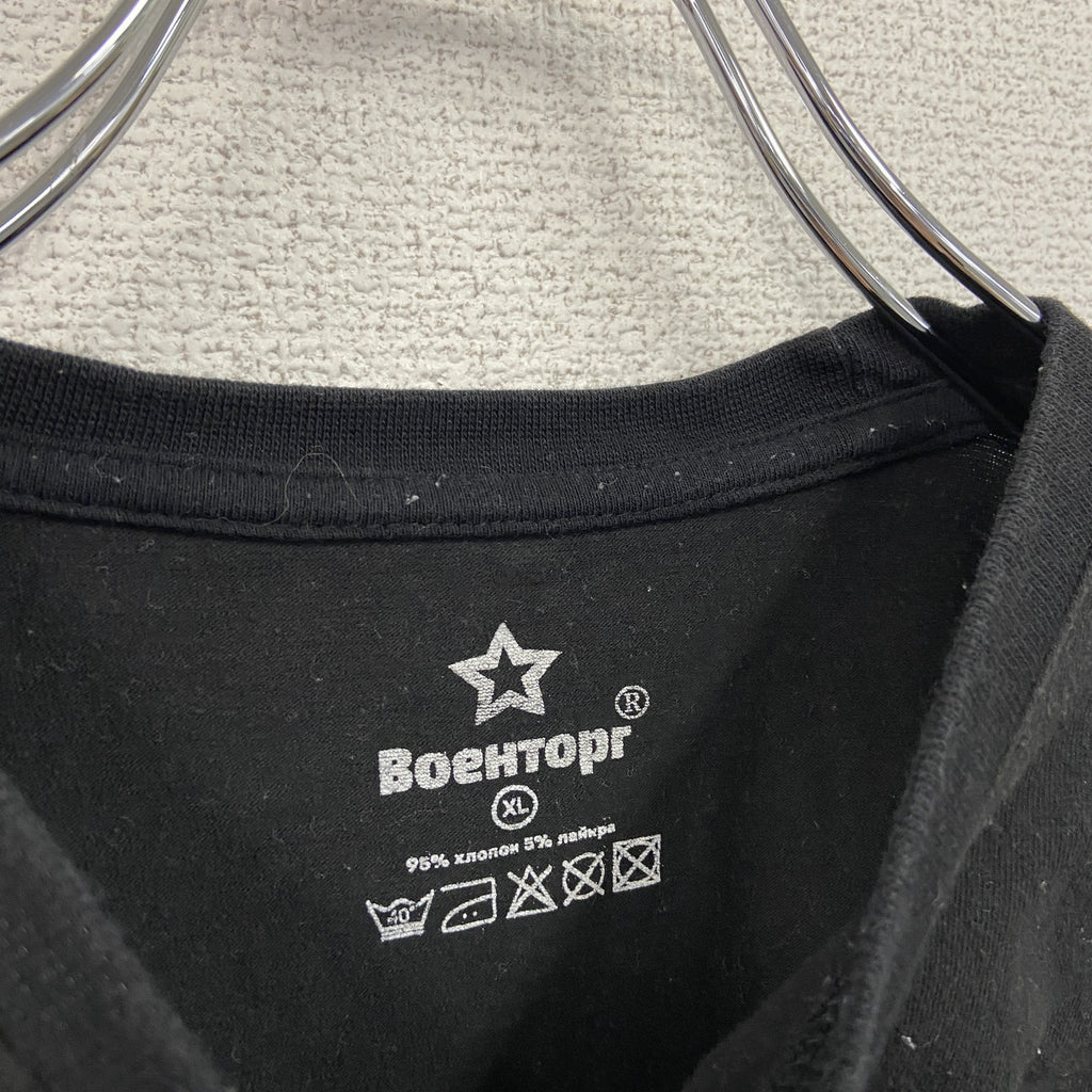 古着 used　ウラジーミル・プーチン　半袖人物プリントTシャツ　ロシア　レトロデザイン　クルーネック　黒　ブラック　XLサイズ