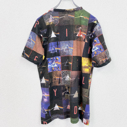 古着 used　PINK FLOYD　ピンクフロイド　半袖総柄Tシャツ　派手柄　ブロック柄　クルーネック　Mサイズ