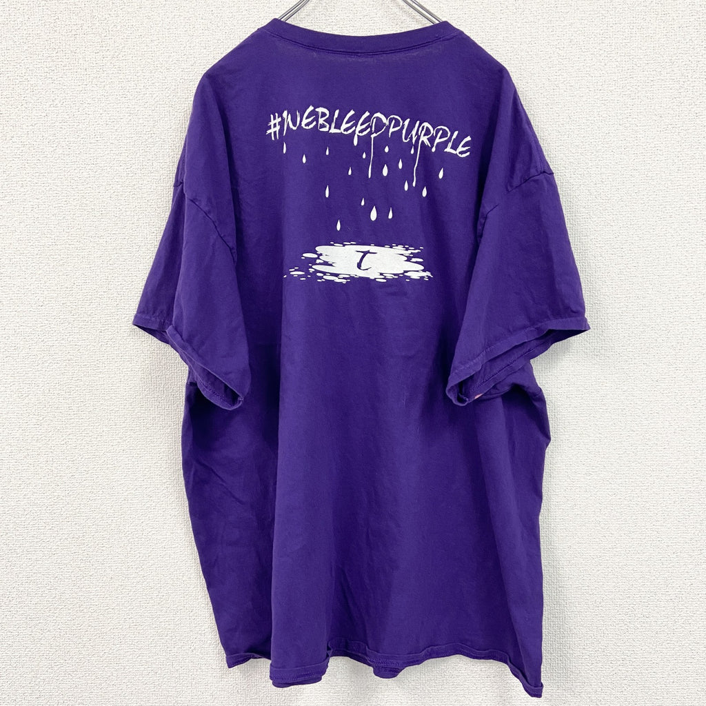 半袖ビッグプリントTシャツ　アーチプリント　両面プリント　WEBLEEDPURPLE　3連プリント　紫　パープル