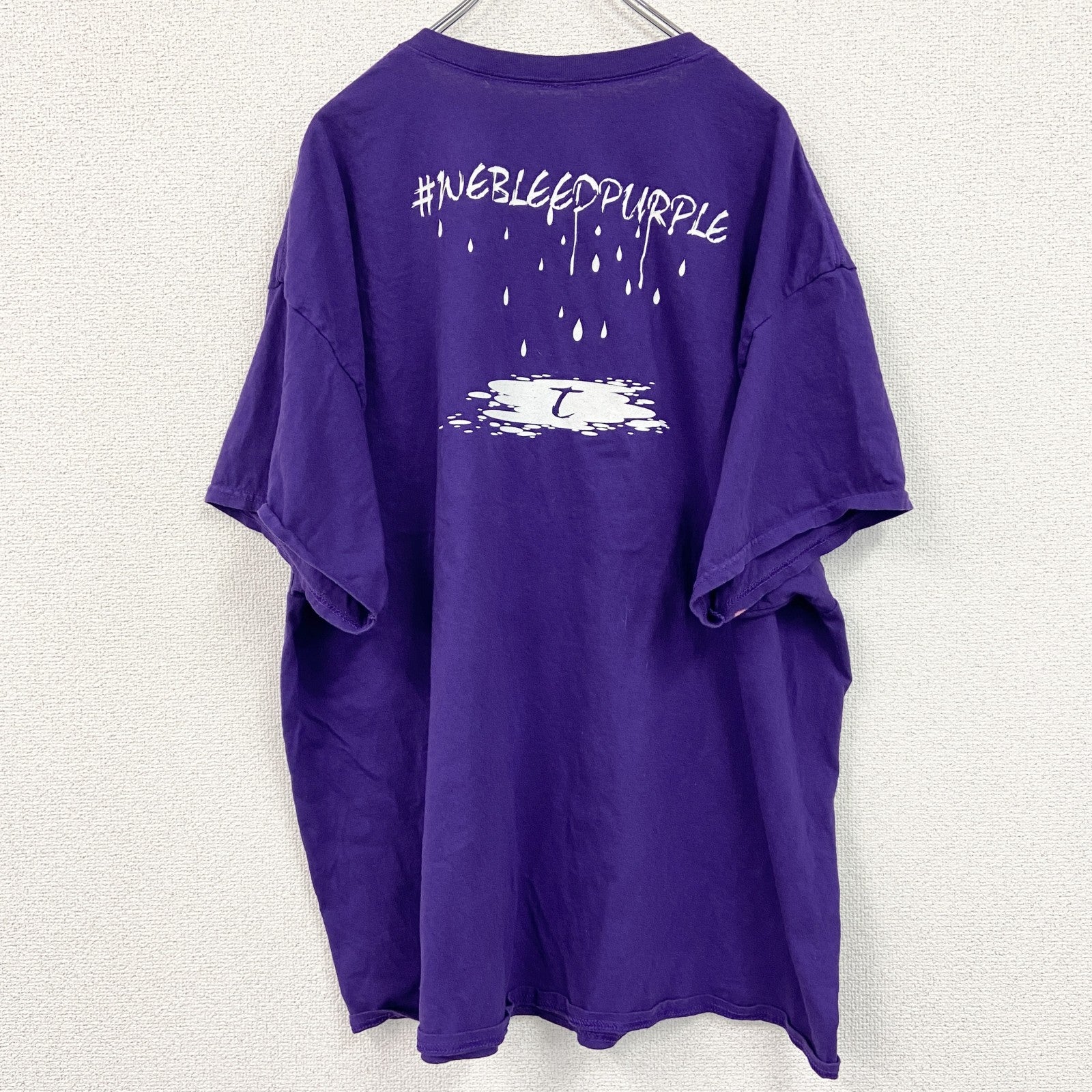 半袖ビッグプリントTシャツ　アーチプリント　両面プリント　WEBLEEDPURPLE　3連プリント　紫　パープル
