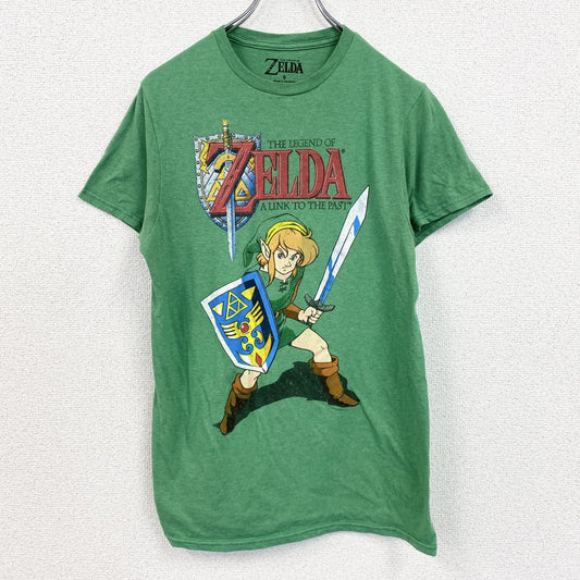 古着 used　ゼルダの伝説　半袖ゲームプリントTシャツ　オフィシャル　クルーネック　レトロ　緑　Sサイズ