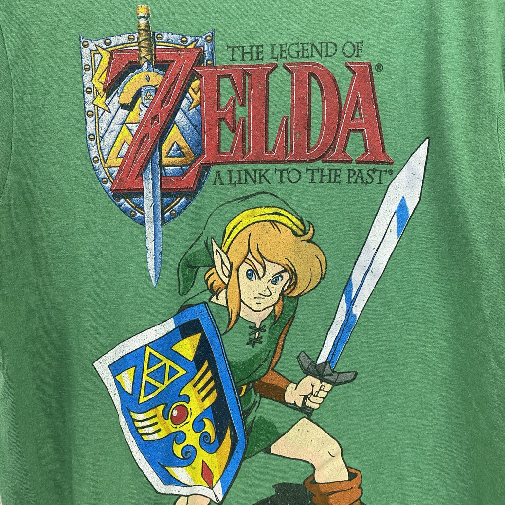 古着 used　ゼルダの伝説　半袖ゲームプリントTシャツ　オフィシャル　クルーネック　レトロ　緑　Sサイズ