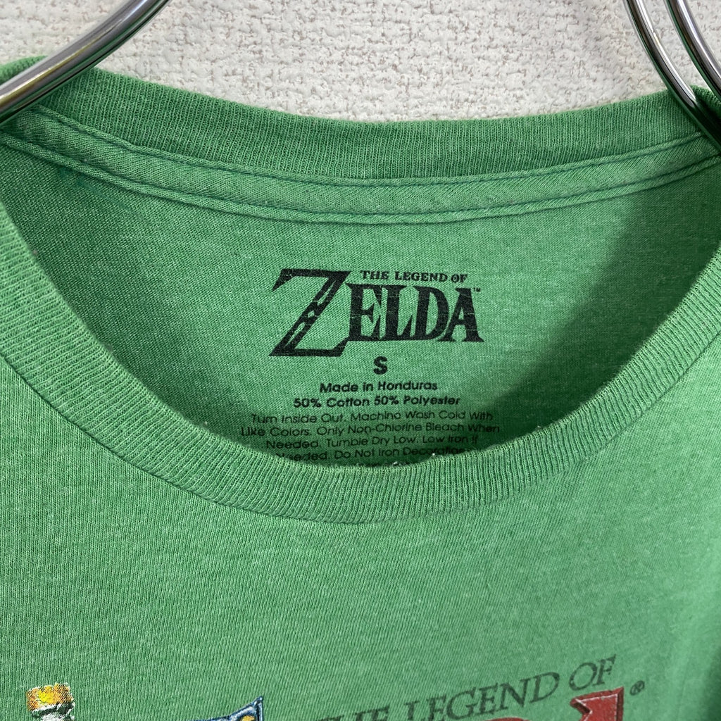 古着 used　ゼルダの伝説　半袖ゲームプリントTシャツ　オフィシャル　クルーネック　レトロ　緑　Sサイズ