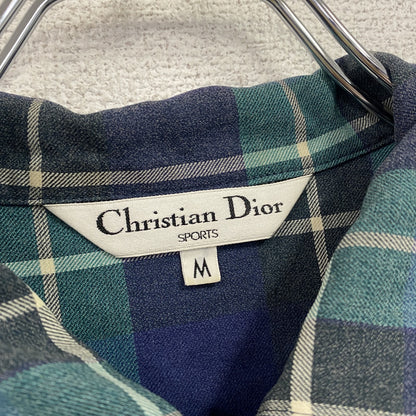 Christian Dior　クリスチャンディオール　長袖シャツ　チェック柄　緑　グリーン　青　ブルー　Mサイズ　