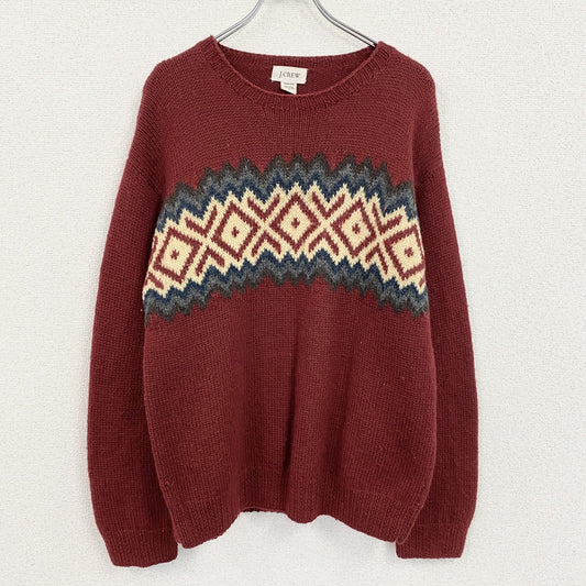～00s　J.CREW　ジェイクルー　ウールニットセーター　ヴィンテージ　赤　レッド　Lサイズ