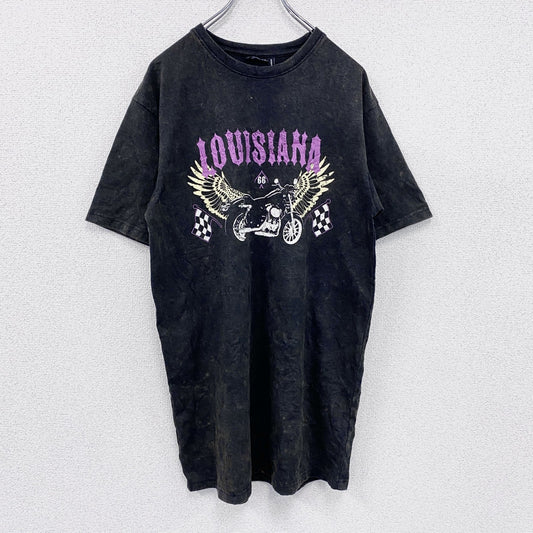 asos　半袖プリントTシャツ　バイク　チェッカーフラッグ　黒　ブラック　4サイズ