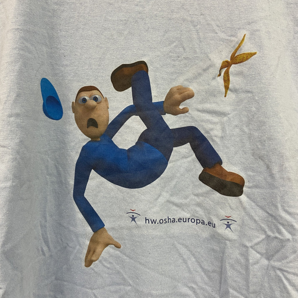 古着 used　SOL’S　半袖プリントTシャツ　NAPO　クルーネック　レトロデザイン　水色　ライトブルー　Lサイズ