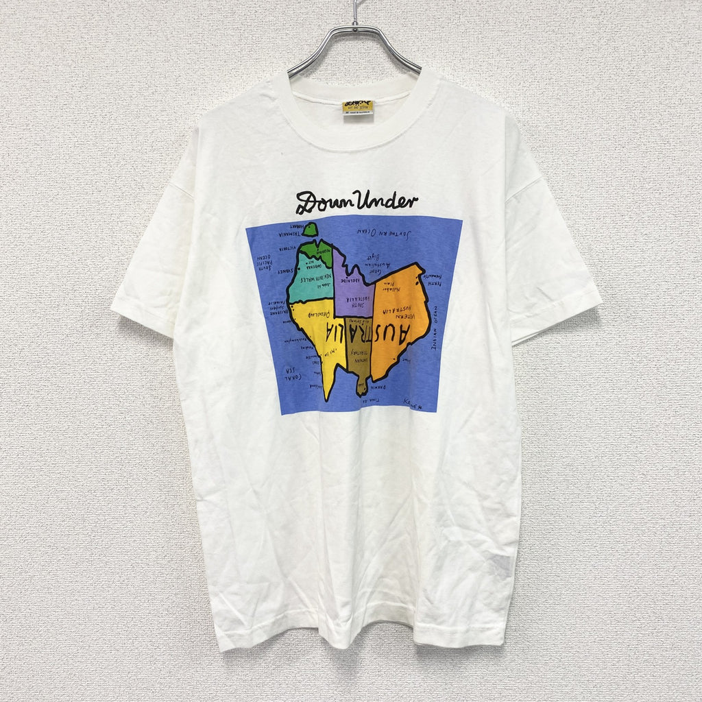 90s　Ken Done　ケンドーン　半袖プリントTシャツ　地図　オーストラリア　ヴィンテージ　白　ホワイト　Mサイズ