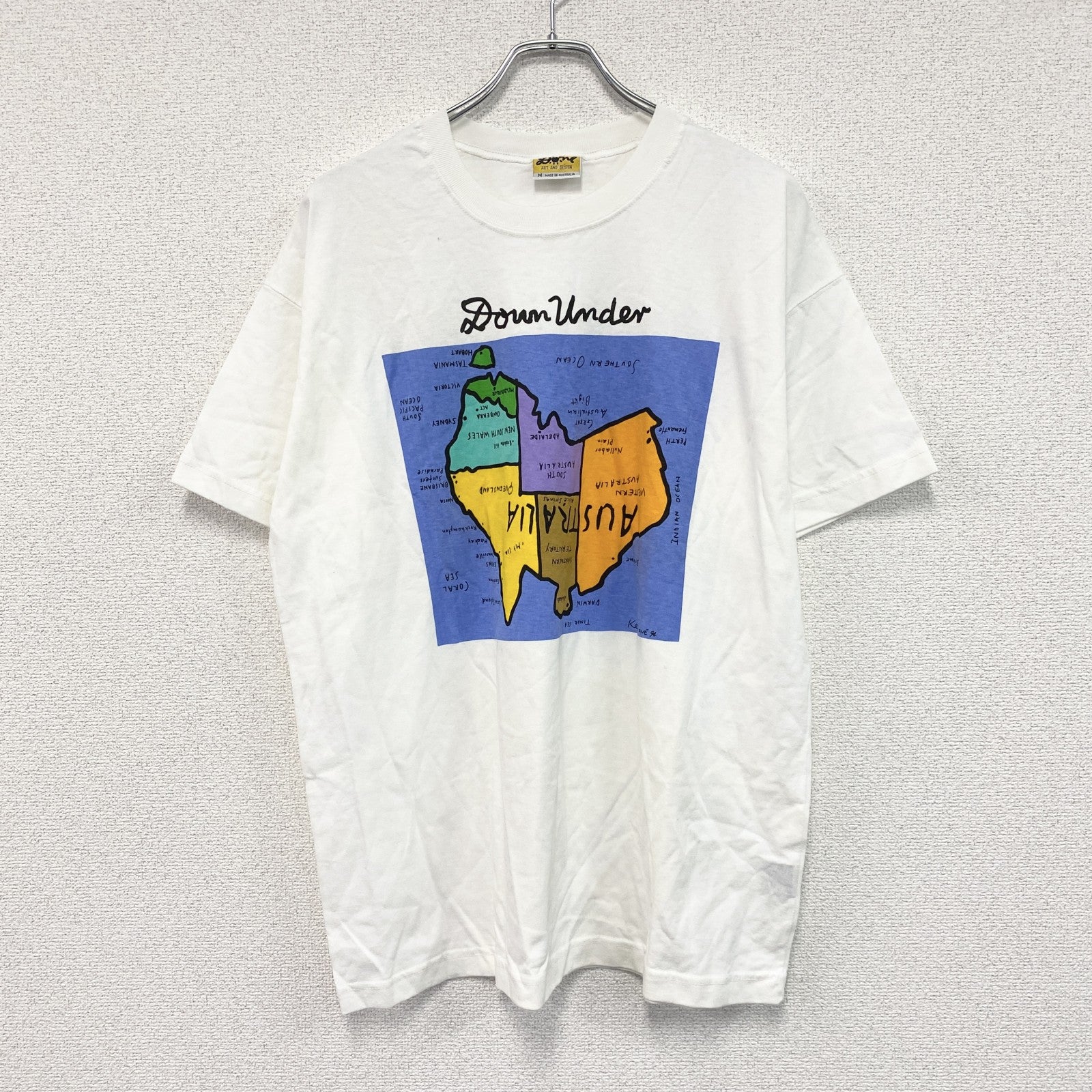 90s　Ken Done　ケンドーン　半袖プリントTシャツ　地図　オーストラリア　ヴィンテージ　白　ホワイト　Mサイズ