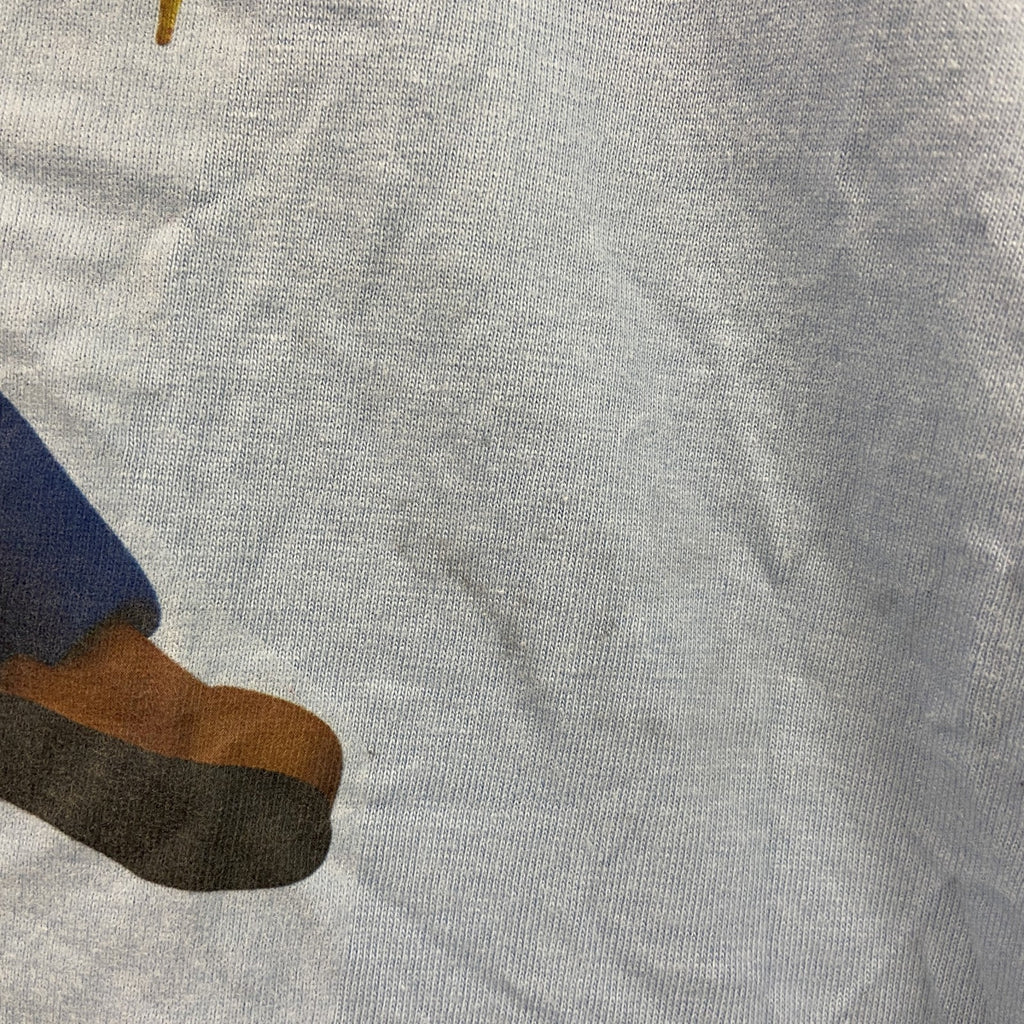 古着 used　SOL’S　半袖プリントTシャツ　NAPO　クルーネック　レトロデザイン　水色　ライトブルー　Lサイズ