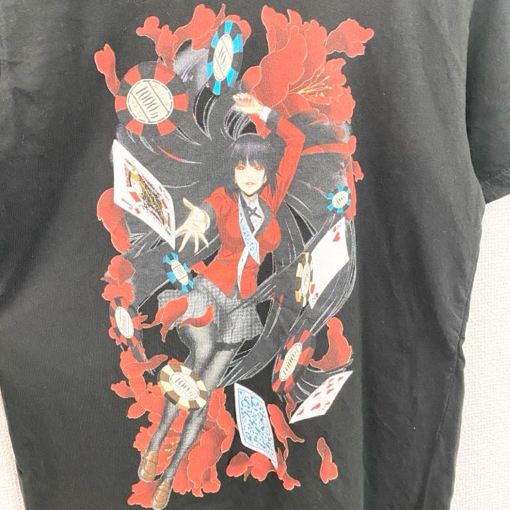 古着 used　賭ケグルイ　蛇喰夢子　半袖アニメプリント公式Tシャツ　キャラクターデザイン　黒　ブラック　Sサイズ