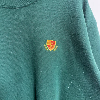 古着 used　KELLY’S KIDS　USA製　長袖クルーネックスウェット　トレーナー　ワンポイント刺繍　グリーン　Mサイズ