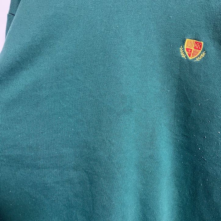 古着 used　KELLY’S KIDS　USA製　長袖クルーネックスウェット　トレーナー　ワンポイント刺繍　グリーン　Mサイズ