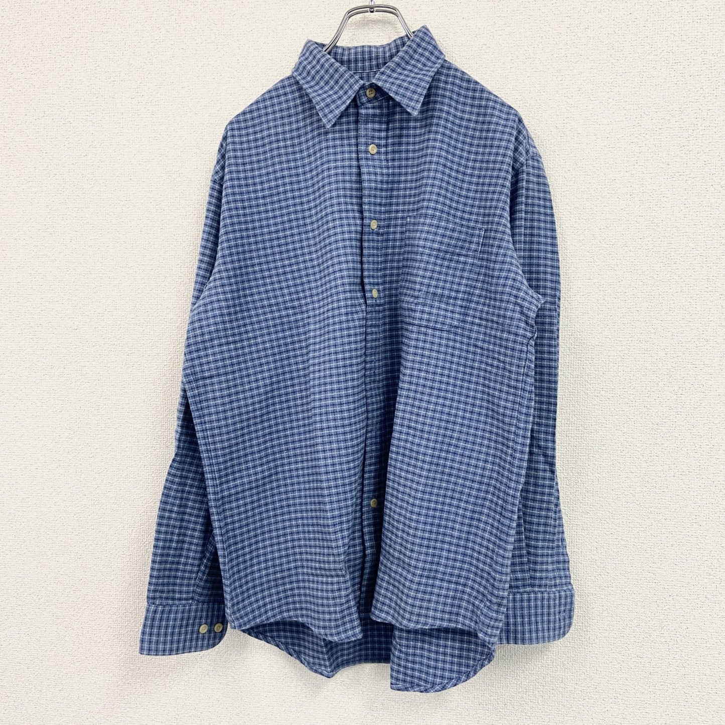OLD UNIQLO　オールドユニクロ　長袖シャツ　チェック柄　青　ブルー　Mサイズ