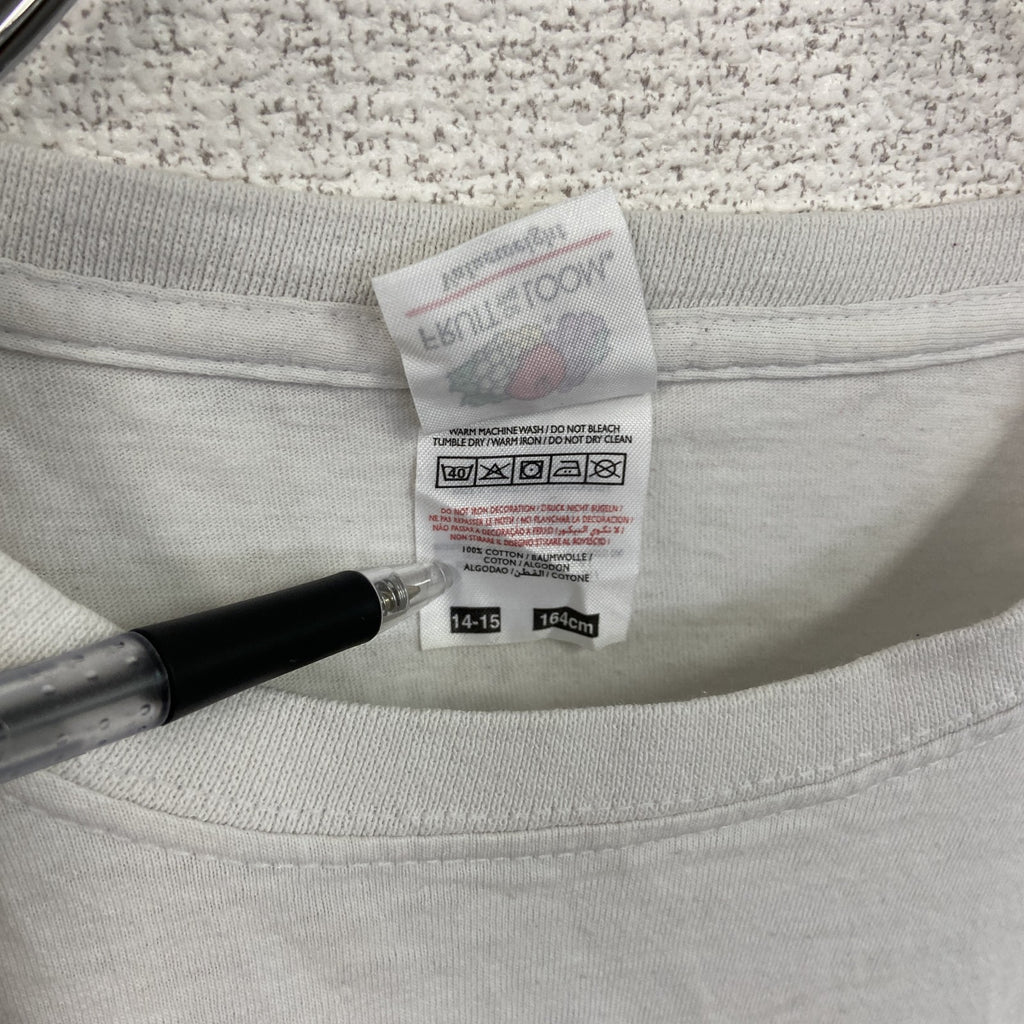 古着 used　フルーツオブザルーム　半袖プリントTシャツ　マインクラフト　クルーネック　レトロデザイン　白　ホワイト