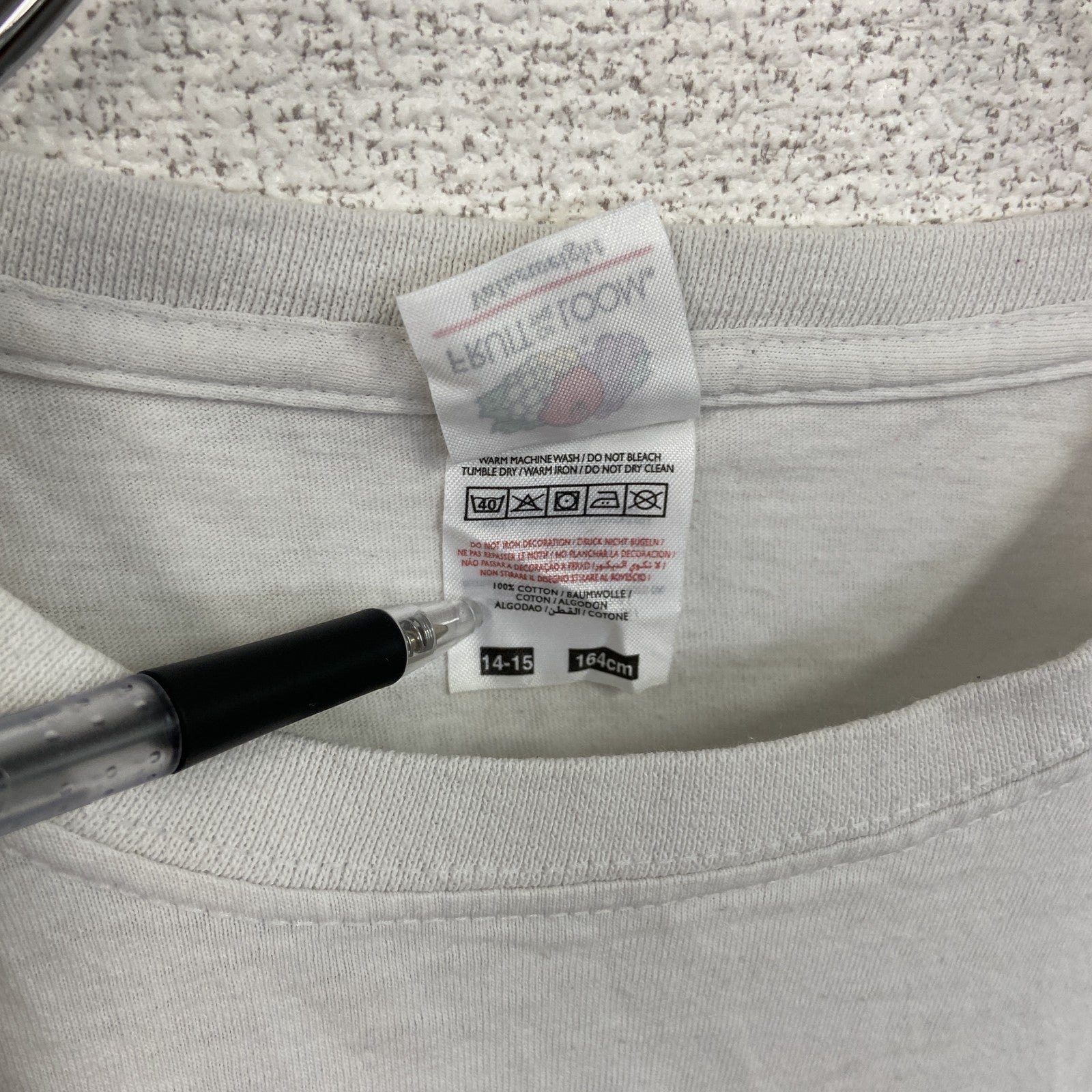 古着 used　フルーツオブザルーム　半袖プリントTシャツ　マインクラフト　クルーネック　レトロデザイン　白　ホワイト