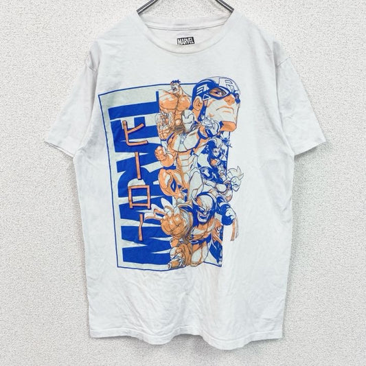 古着 used　MARVEL　マーベル　ヒーロー　半袖デザインプリントTシャツ　ムービーT　白　ホワイト　Mサイズ
