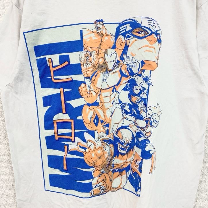 古着 used　MARVEL　マーベル　ヒーロー　半袖デザインプリントTシャツ　ムービーT　白　ホワイト　Mサイズ