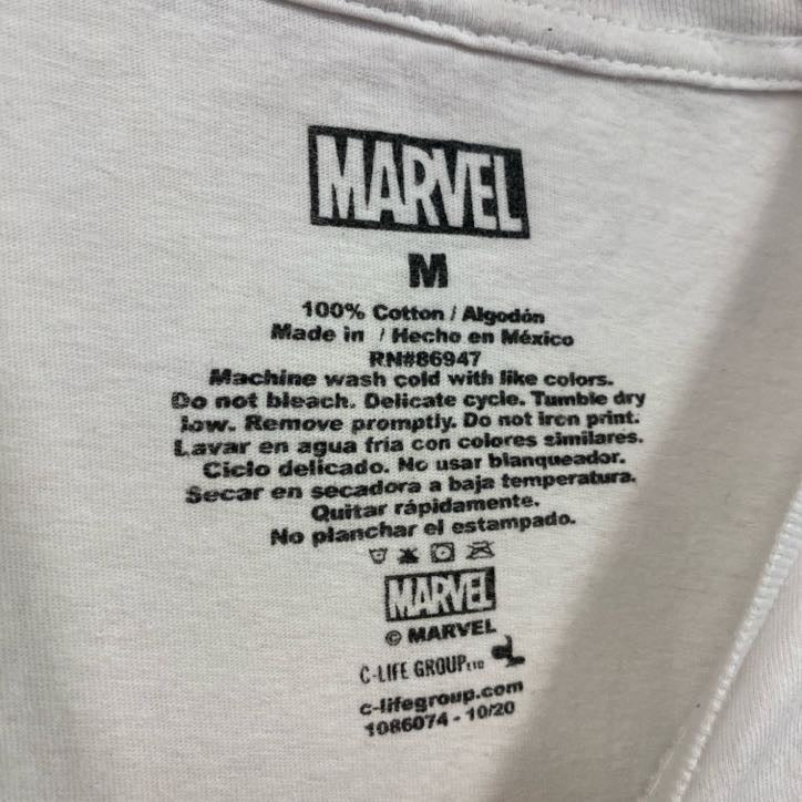 古着 used　MARVEL　マーベル　ヒーロー　半袖デザインプリントTシャツ　ムービーT　白　ホワイト　Mサイズ