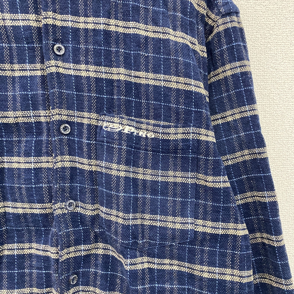 PIKO　ピコ　長袖ネルシャツ　チェック柄　刺繍ロゴ　青　ブルー　Mサイズ