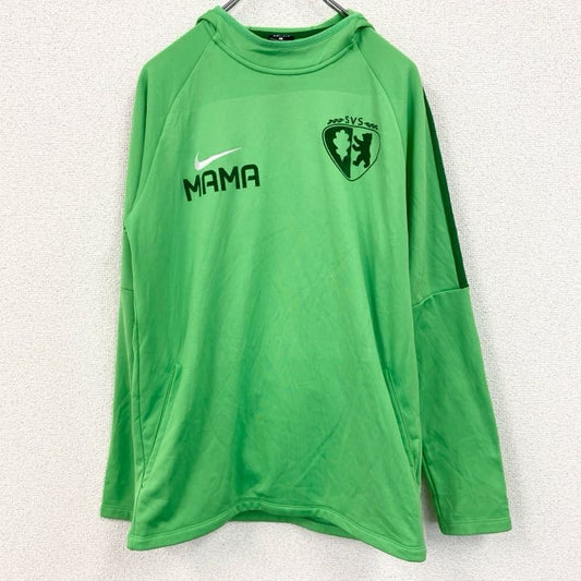 古着 used　NIKE　ナイキ　長袖パーカー　フーディー　100%コットン　レトロデザイン　黄緑　ライトグリーン　Sサイズ