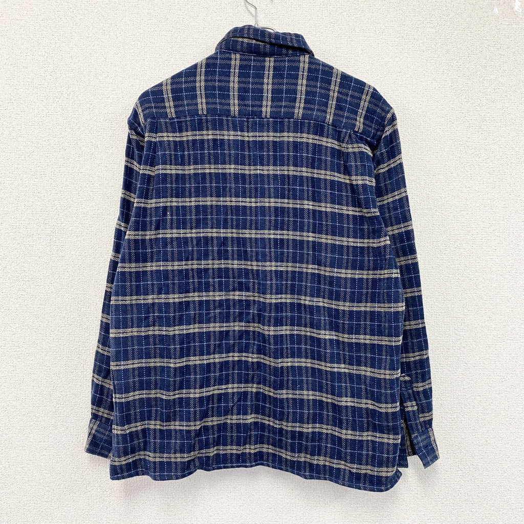 PIKO　ピコ　長袖ネルシャツ　チェック柄　刺繍ロゴ　青　ブルー　Mサイズ