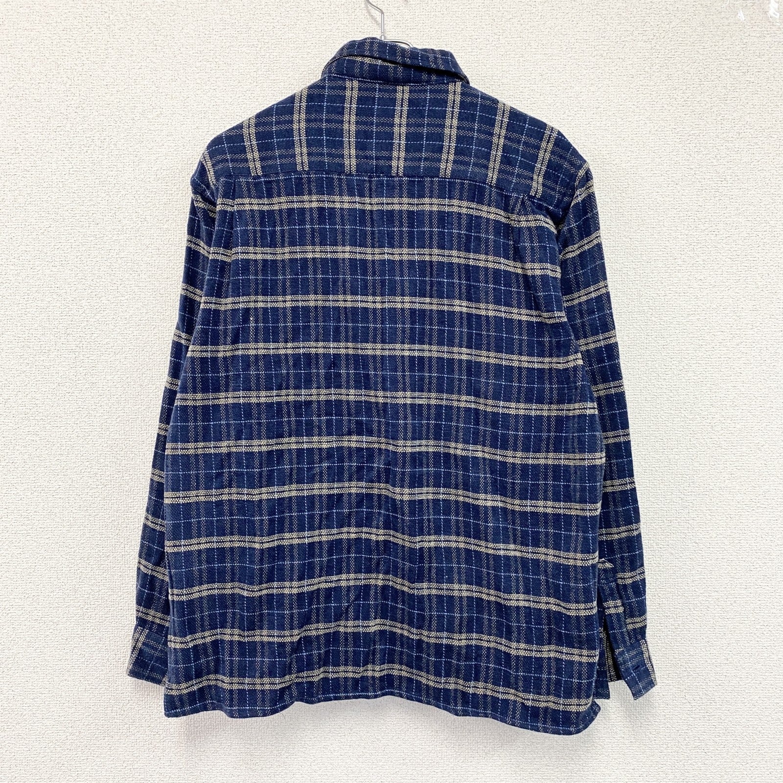PIKO　ピコ　長袖ネルシャツ　チェック柄　刺繍ロゴ　青　ブルー　Mサイズ