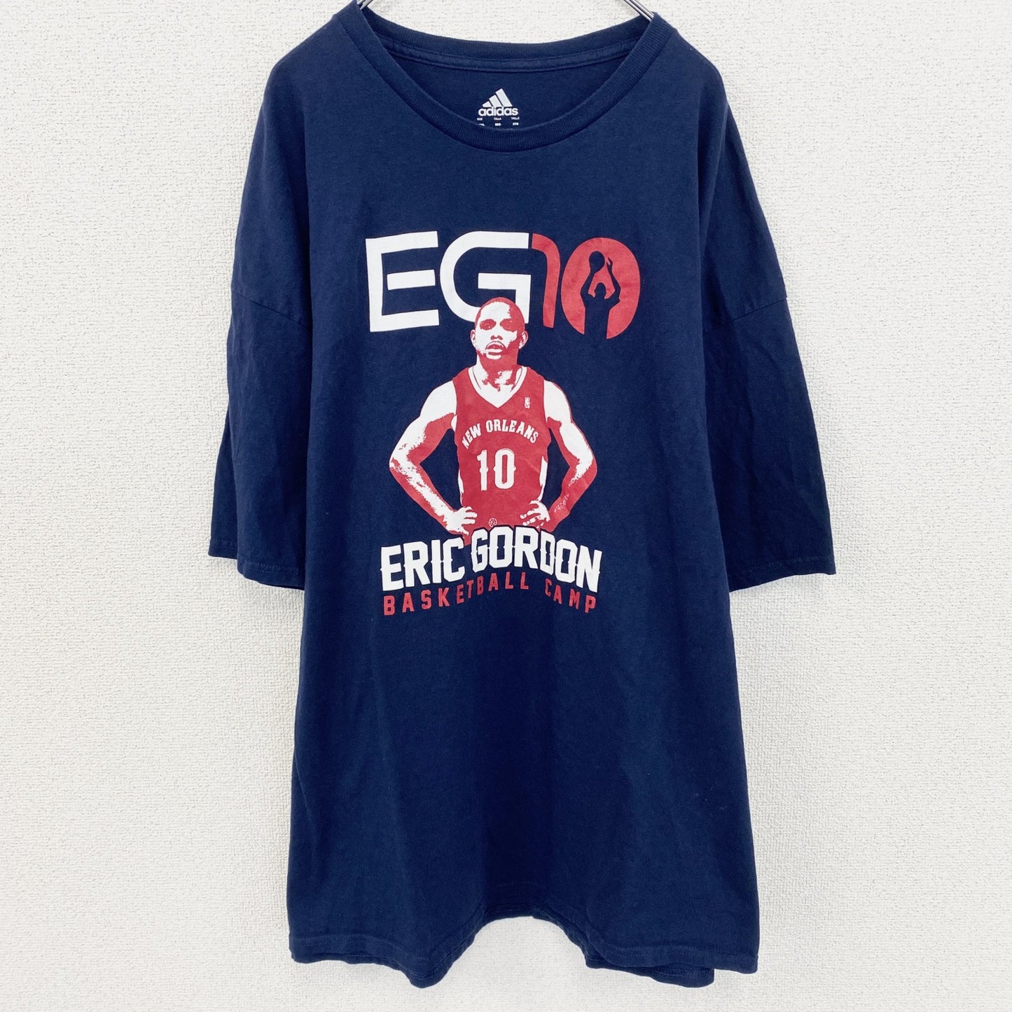 古着 used　adidas　アディダス　エリックゴードン　半袖プリントＴシャツ　NBA　バスケットボール　ネイビー　2XLサイズ