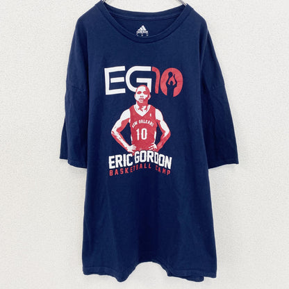 古着 used　adidas　アディダス　エリックゴードン　半袖プリントＴシャツ　NBA　バスケットボール　ネイビー　2XLサイズ
