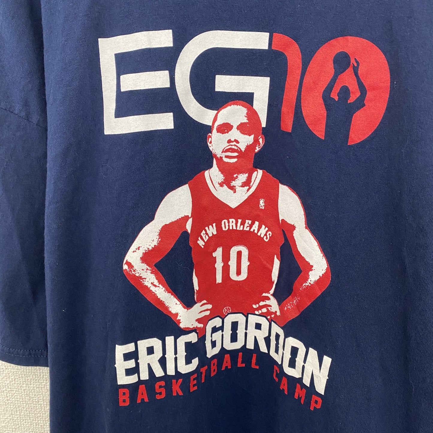 古着 used　adidas　アディダス　エリックゴードン　半袖プリントＴシャツ　NBA　バスケットボール　ネイビー　2XLサイズ