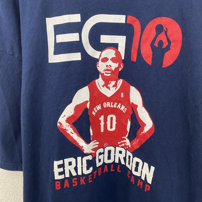 古着 used　adidas　アディダス　エリックゴードン　半袖プリントＴシャツ　NBA　バスケットボール　ネイビー　2XLサイズ