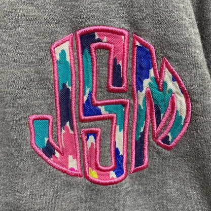 古着 used　SportTek　長袖ハーフジップスウェット　トレーナー　ワッペン刺繍　JSM　グレー　レトロデザイン　Mサイズ
