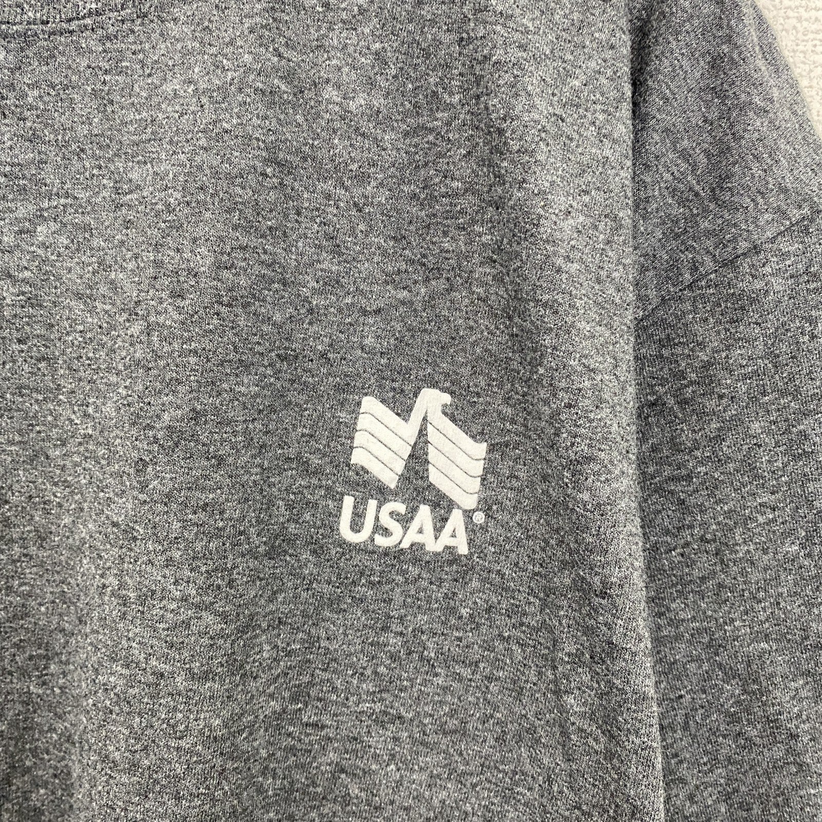 古着 used　Champion　チャンピオン　USAA　半袖アドバタイジングＴシャツ　企業系　霜降りグレー　杢グレー　Lサイズ