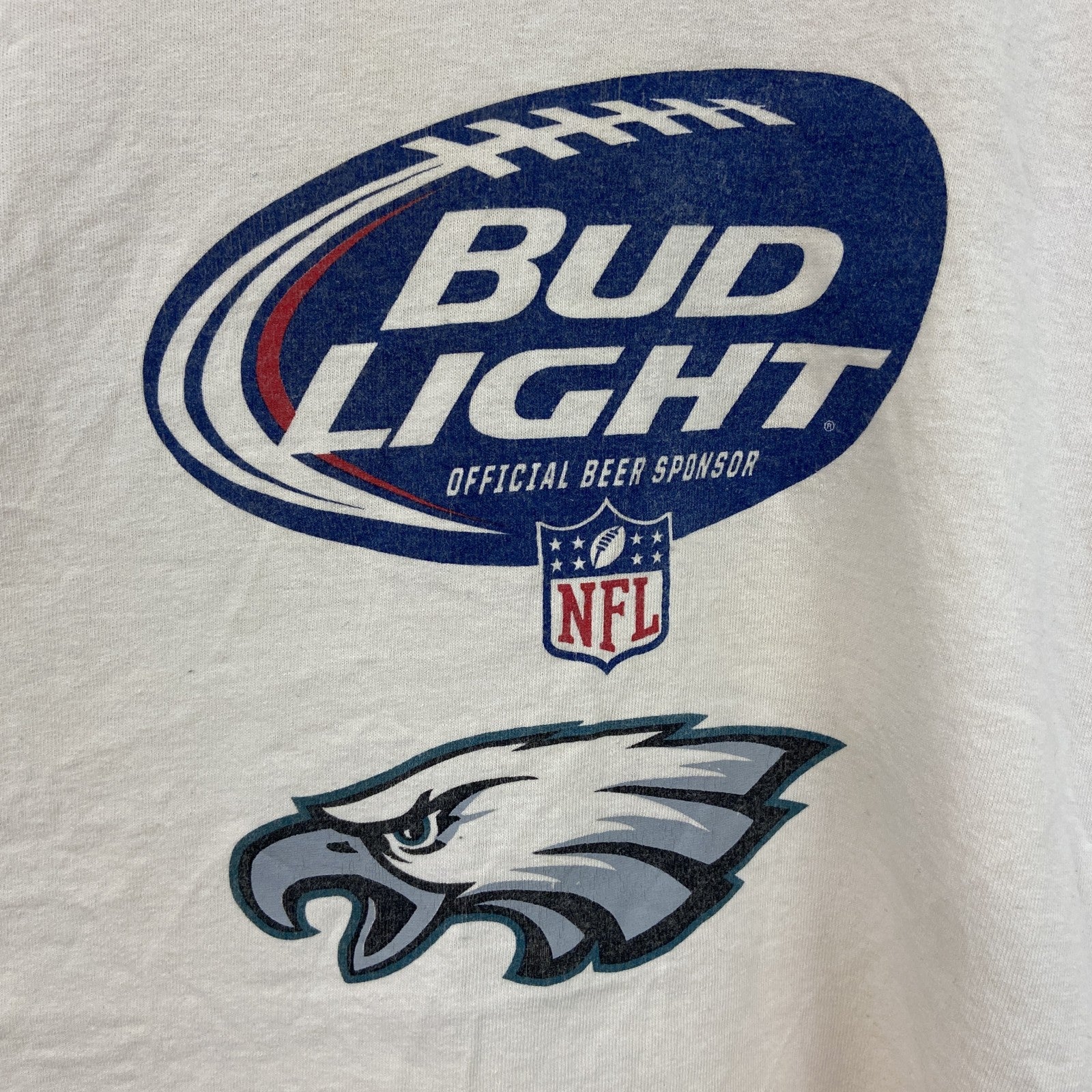 古着 used　ギルダン　半袖プリントTシャツ　NFL　バドライト　クルーネック　レトロデザイン　白　ホワイト　XLサイズ