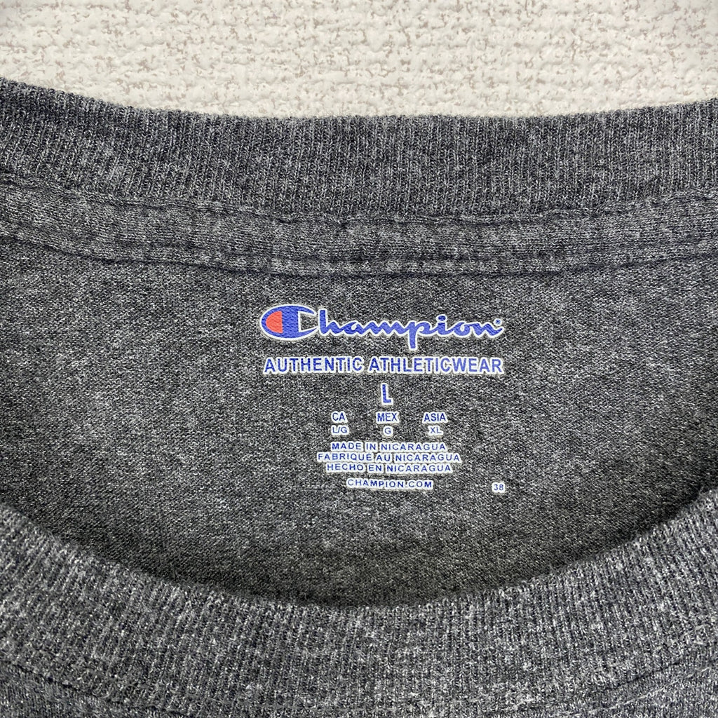 古着 used　Champion　チャンピオン　USAA　半袖アドバタイジングＴシャツ　企業系　霜降りグレー　杢グレー　Lサイズ