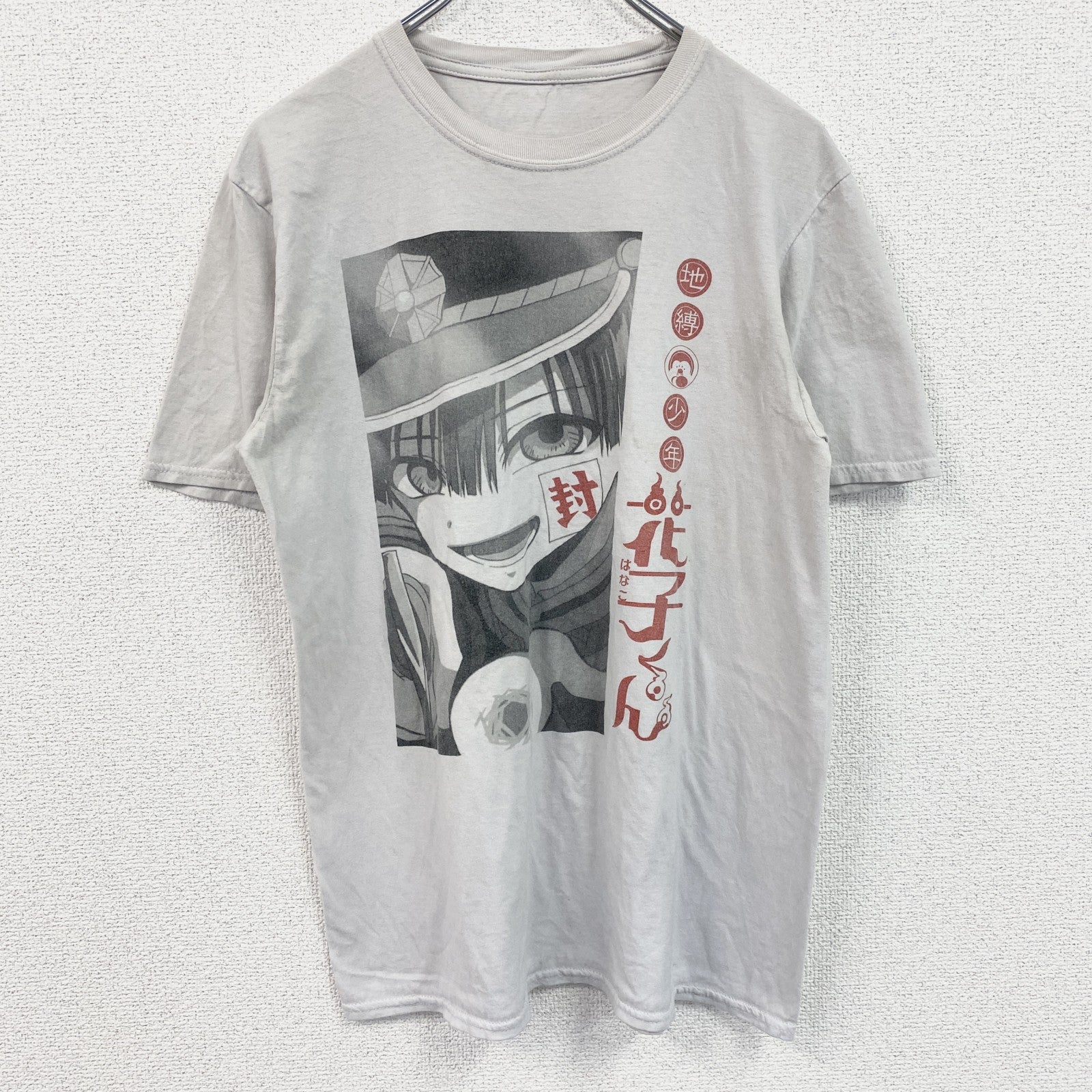 古着 used　自縛少年花子くん　半袖マンガプリントTシャツ　キャラクターグラフィックデザイン　クルーネック　ライトグレー