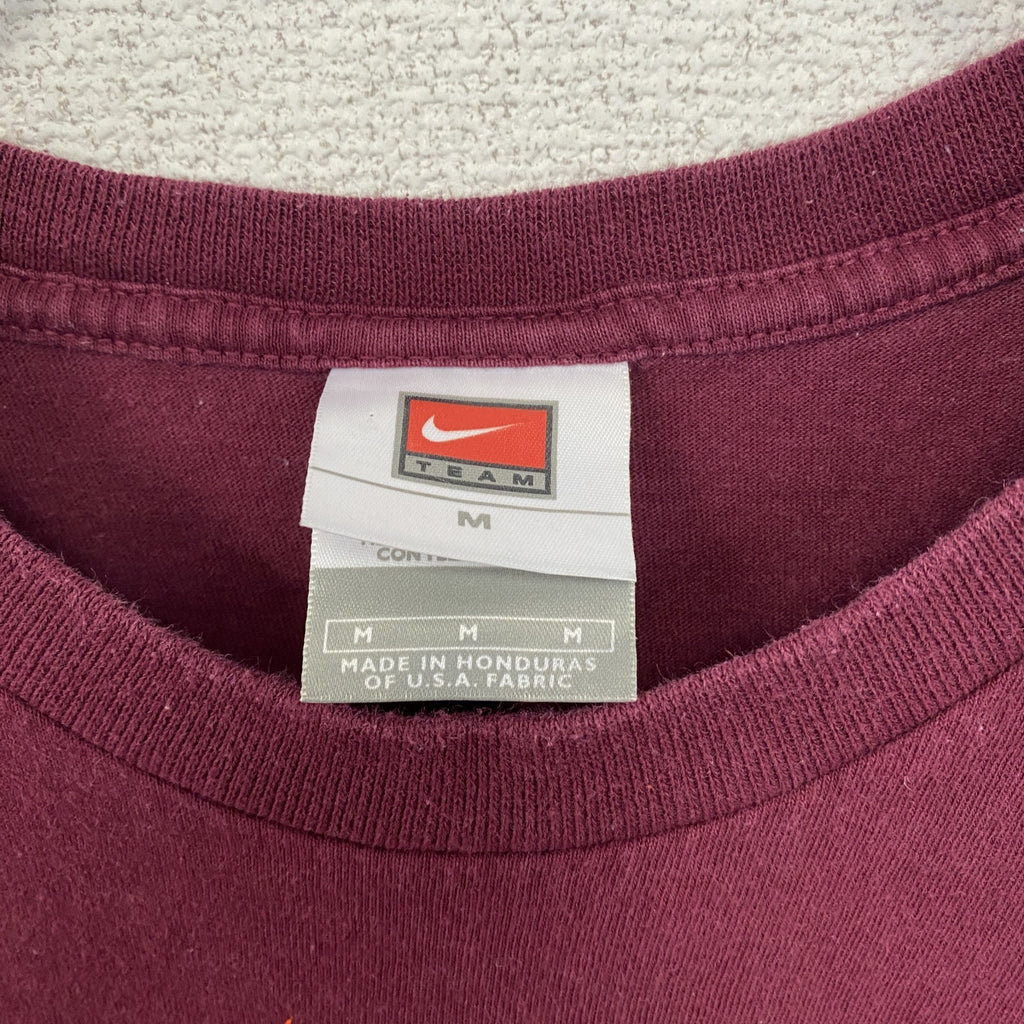 古着 used　00s　NIKE　ナイキ　半袖カレッジプリントＴシャツ　ヴィンテージ　ボルドー　バーガンディ　エンジ　Mサイズ
