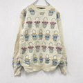 ～00s　Tulchan　ウールニットセーター　Pure New Wool　総柄　ヴィンテージ　アイボリー　Sサイズ