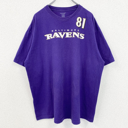古着 used　Reebok　リーボック　NFL　ボルチモアレイブンズ　半袖ロゴプリントＴシャツ　背番号　紫　XLサイズ