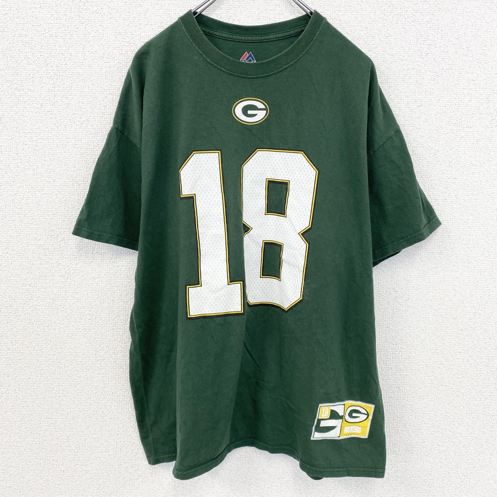 古着 used　Majestic　マジェスティック　グリーンベイパッカーズ　半袖プリントＴシャツ　NFL　グリーン　XLサイズ