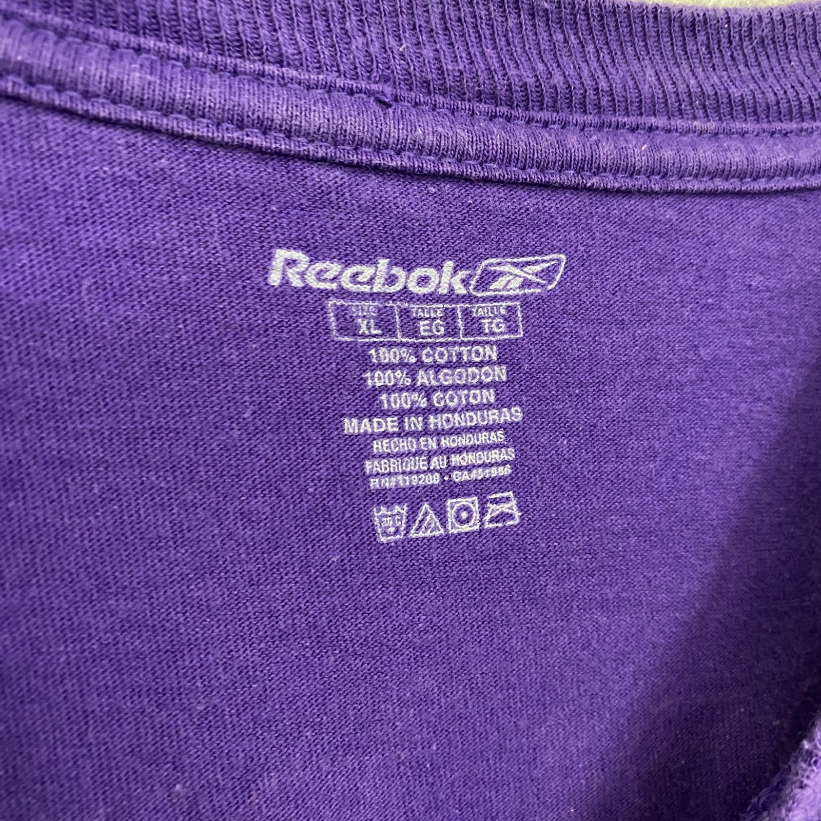 古着 used　Reebok　リーボック　NFL　ボルチモアレイブンズ　半袖ロゴプリントＴシャツ　背番号　紫　XLサイズ