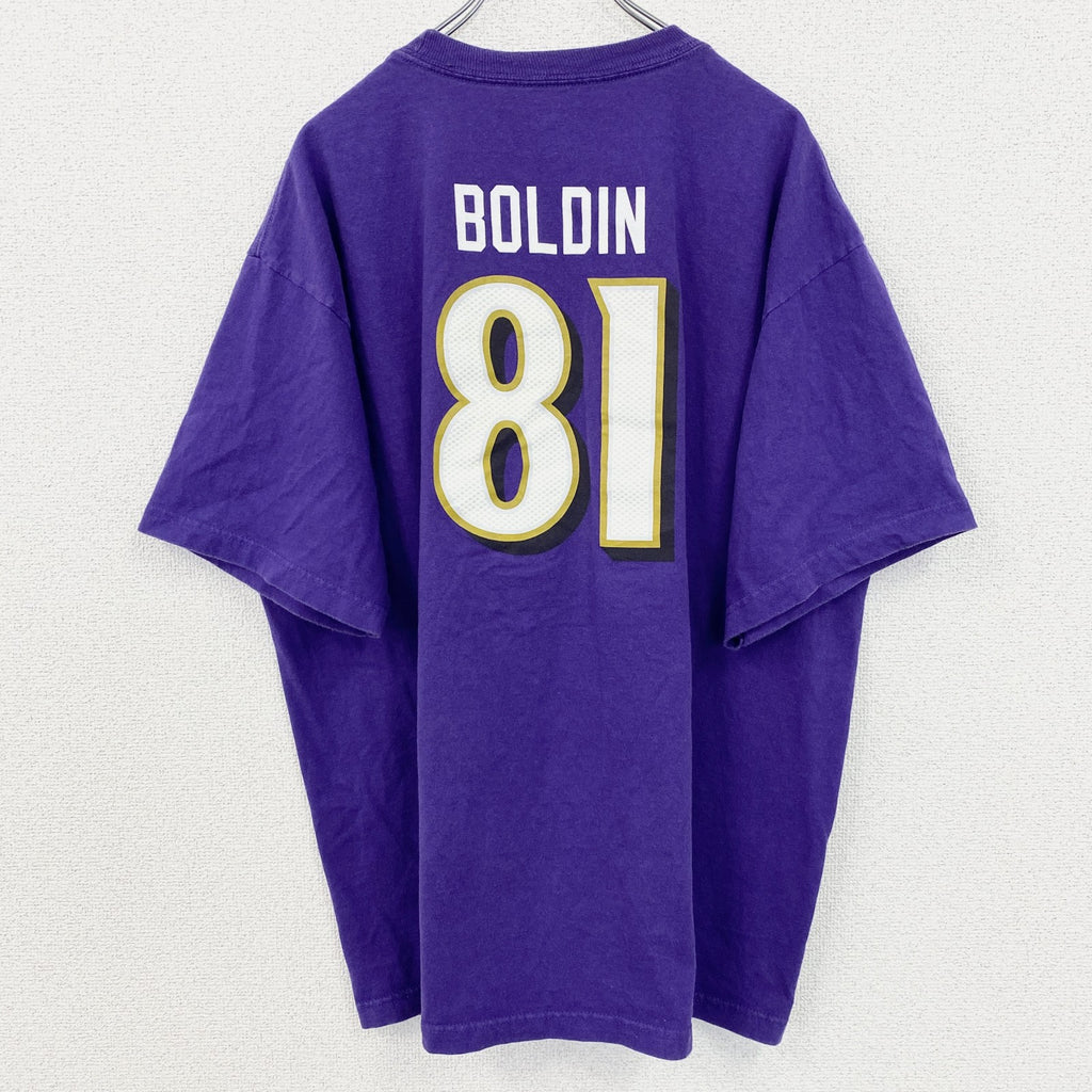古着 used　Reebok　リーボック　NFL　ボルチモアレイブンズ　半袖ロゴプリントＴシャツ　背番号　紫　XLサイズ