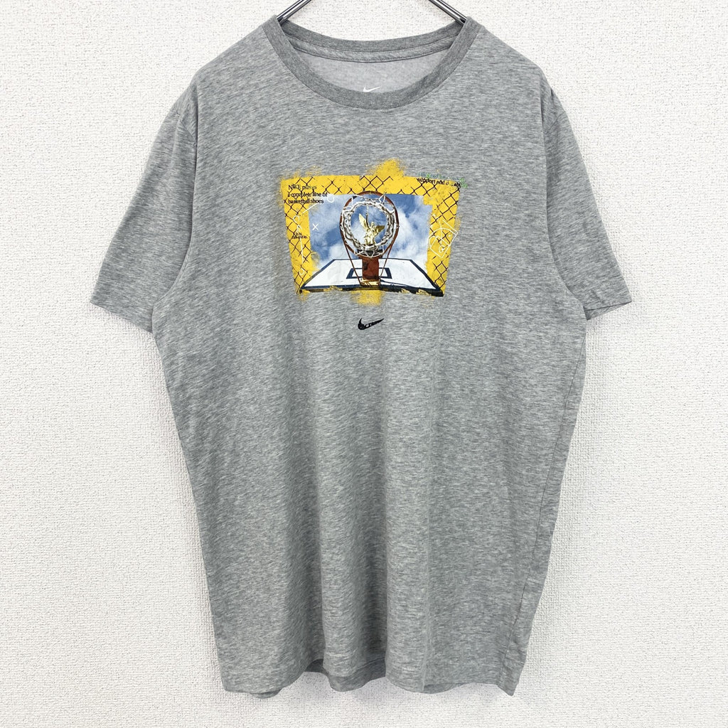 古着 used　NIKE　ナイキ　半袖クルーネックプリントＴシャツ　バスケットボール　スポーツ　グレー　Lサイズ