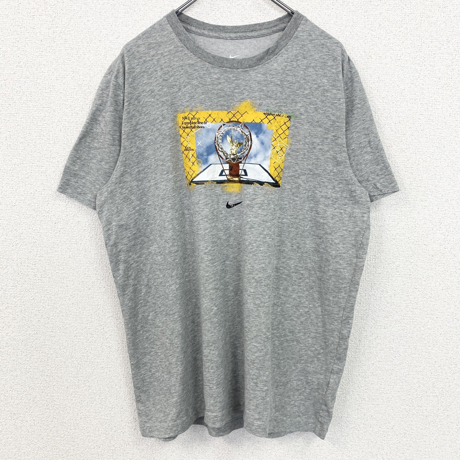 古着 used　NIKE　ナイキ　半袖クルーネックプリントＴシャツ　バスケットボール　スポーツ　グレー　Lサイズ