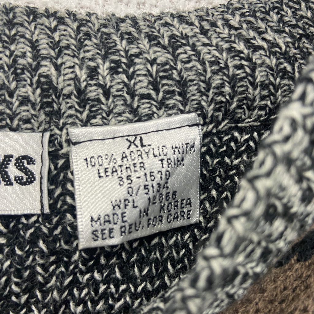 90s　URBAN WORKS　アクリルニットセーター　Vネック　総柄　ヴィンテージ　灰色　グレー　XLサイズ